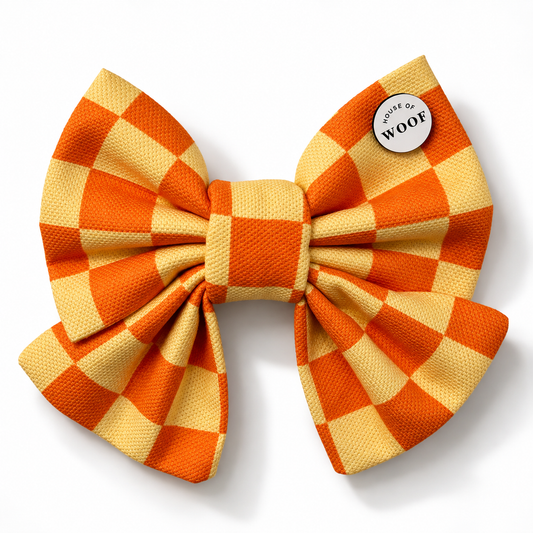 Zesty Checkers Dog Sailor Bow