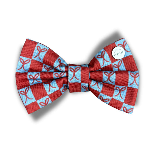 Red & Blue Heart Dog Bow Tie